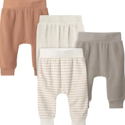 4-Pack Baby Neutral Oatmeal Heather and Stripes Fleece Pants