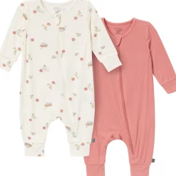 2-Pack Baby Neutral Pasta Dinner Zip Front Viscose Rompers
