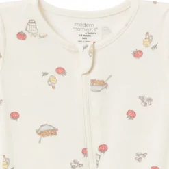 2-Pack Baby Neutral Pasta Dinner Zip Front Viscose Rompers