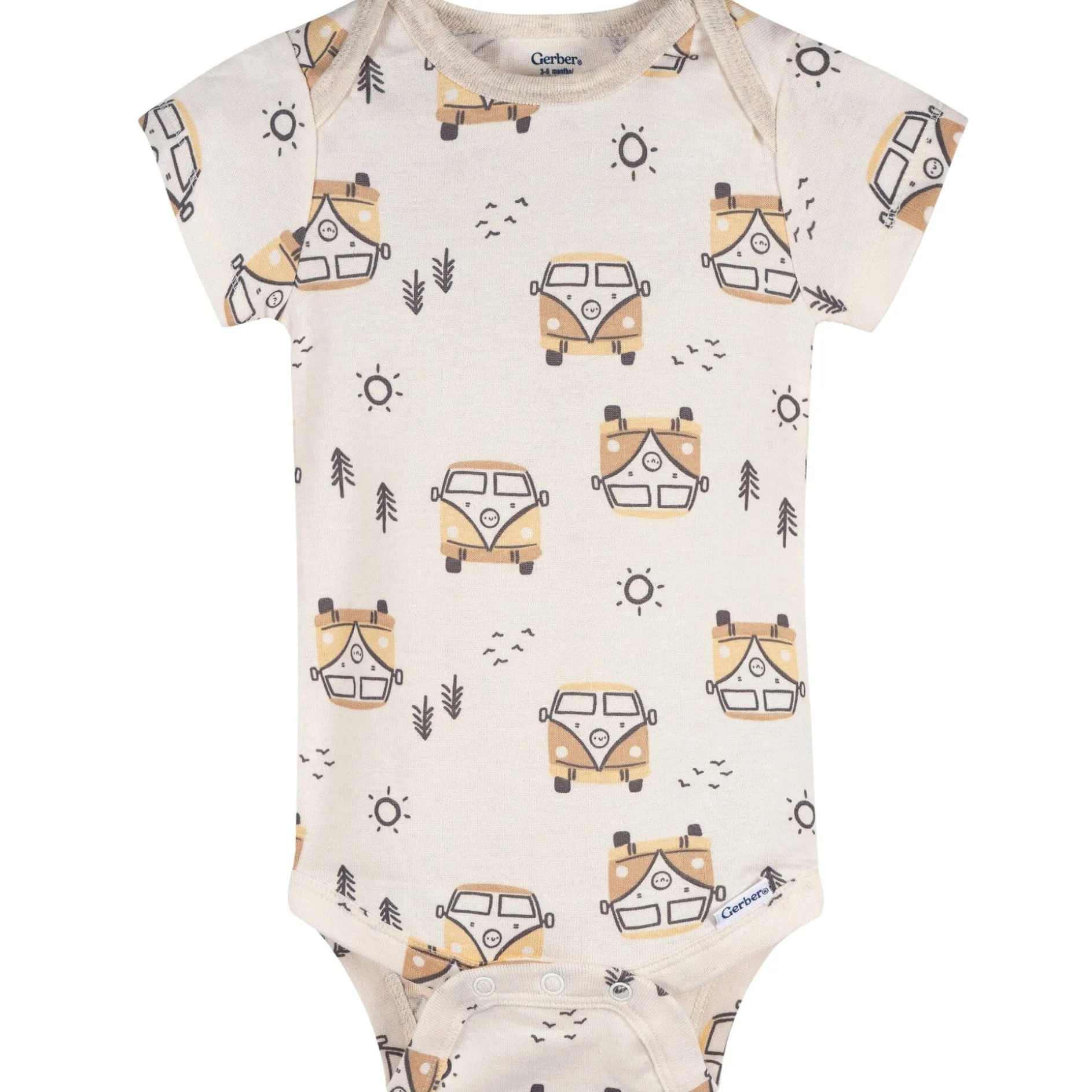 3-Pack Baby Neutral Road Trip Short Sleeve Onesies® Bodysuits
