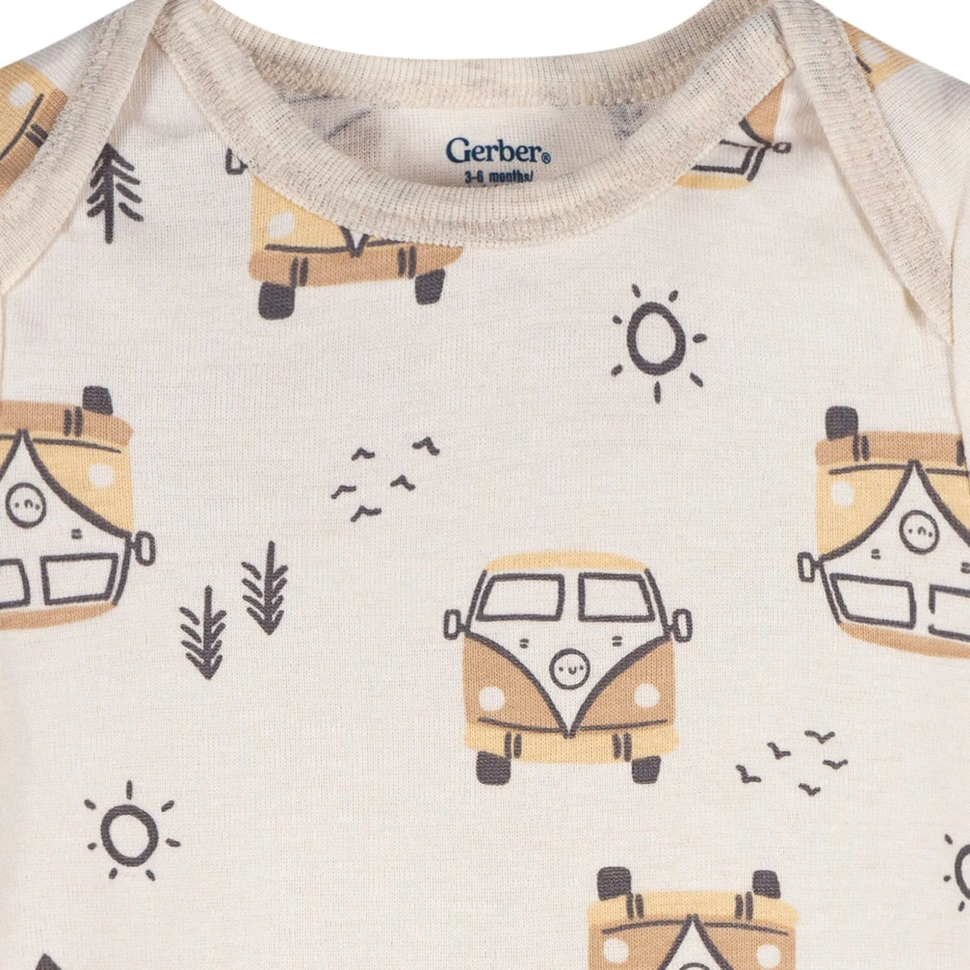 3-Pack Baby Neutral Road Trip Short Sleeve Onesies® Bodysuits