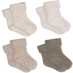 4-Pack Baby Neutral Rolled Cuff Ribbed Socks