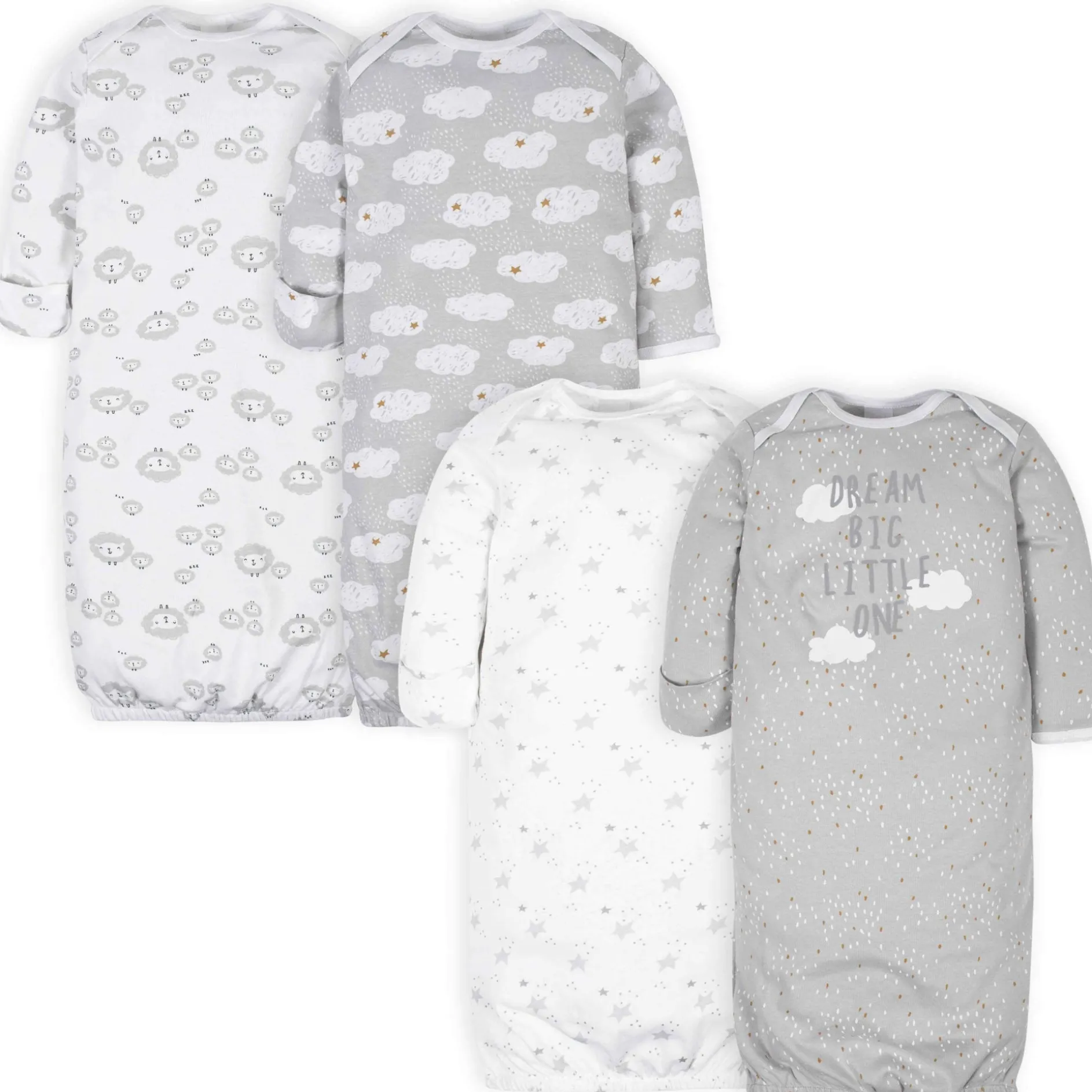 4-Pack Baby Neutral Sheep Gowns