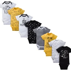 8-Pack Baby Neutral Short Sleeve Stars Onesies® Bodysuits