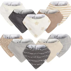 10-Pack Baby Neutral Stars & Moons Jersey Bandana Bibs