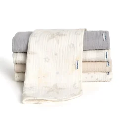 5-Pack Baby Neutral Stars Muslin Burp Cloths