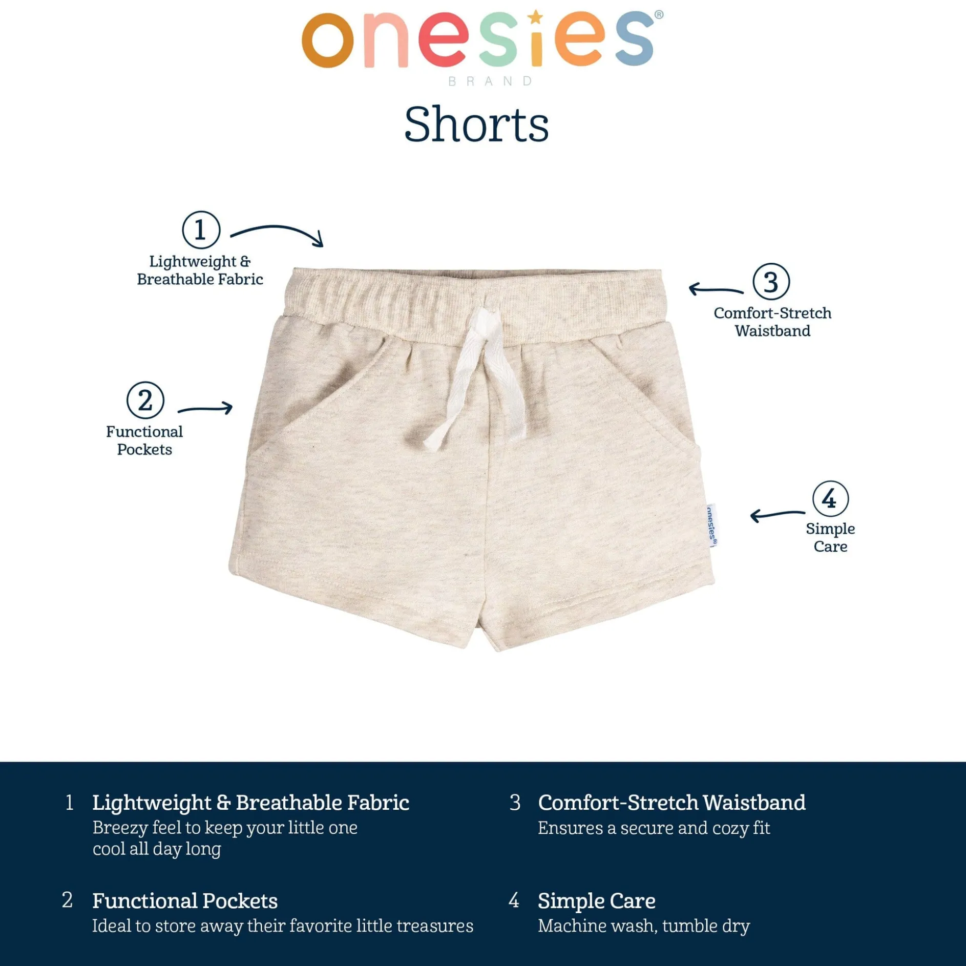 3-Pack Baby Neutral Stars Shorts