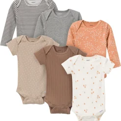 6-Pack Baby Neutral Tan Little Apples Bodysuits