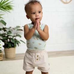 3-Pack Baby Neutral Tan Stripe, Tan, & Grey Knit Shorts