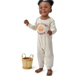3-Pack Baby Neutral What Fun Pumpkin Lap Shoulder Rompers