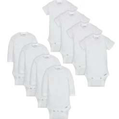 8-Pack Baby Neutral White Long and Short Sleeve Onesies® Brand Bodysuits