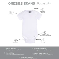 2-Pack Baby Neutral White Short Sleeve Onesies® Bodysuits