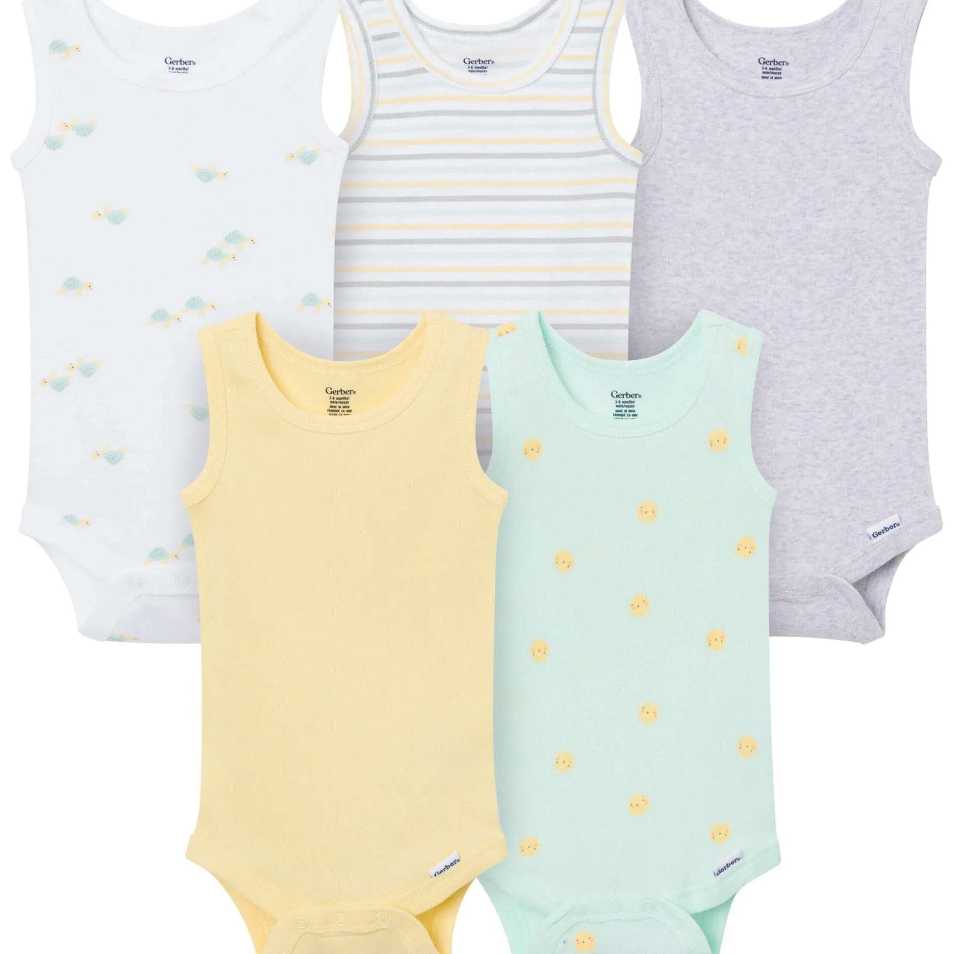 5-Pack Baby Neutral Yellow Sunshine Sleeveless Bodysuits