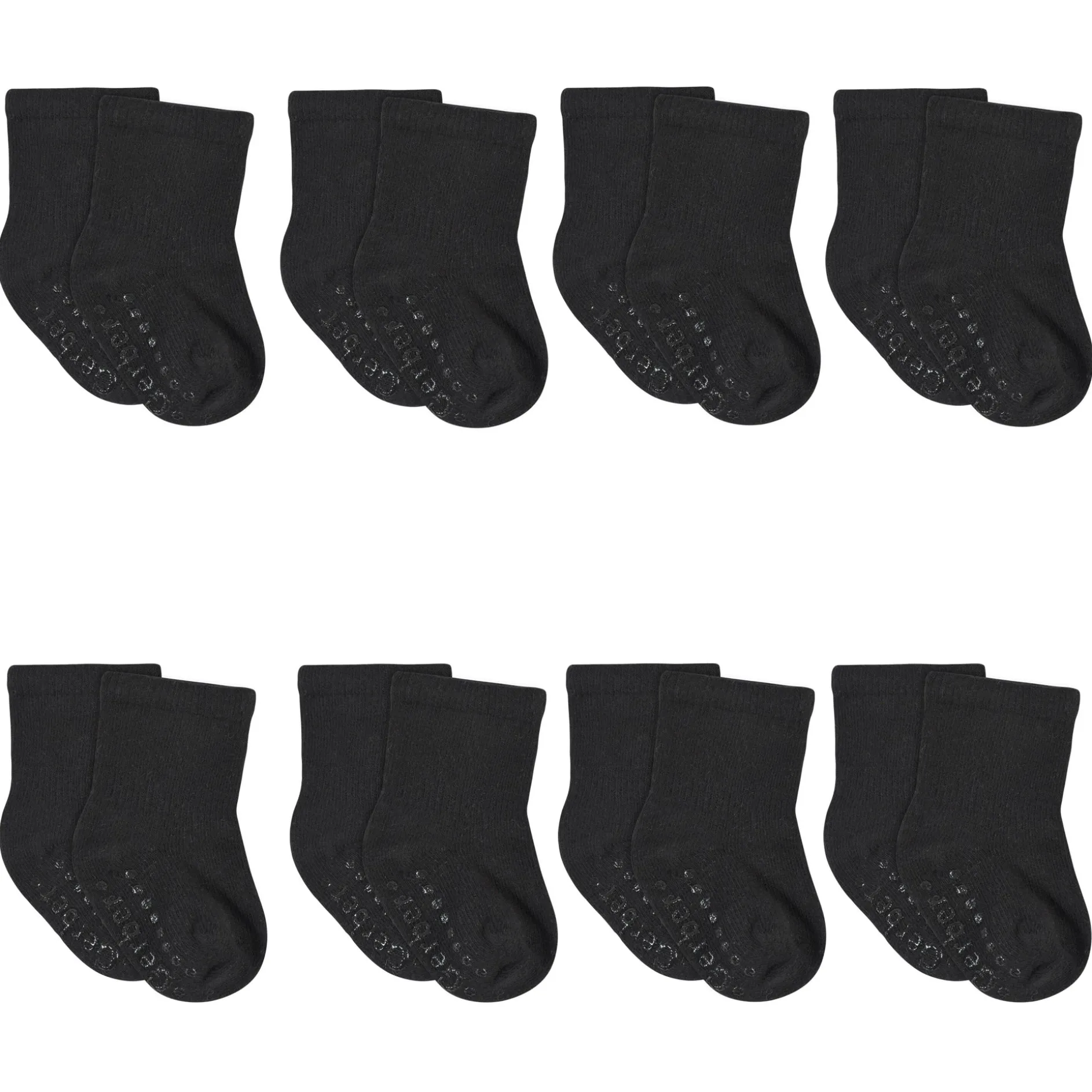 8-Pack Baby & Toddler Black Wiggle Proof® Jersey Crew Socks