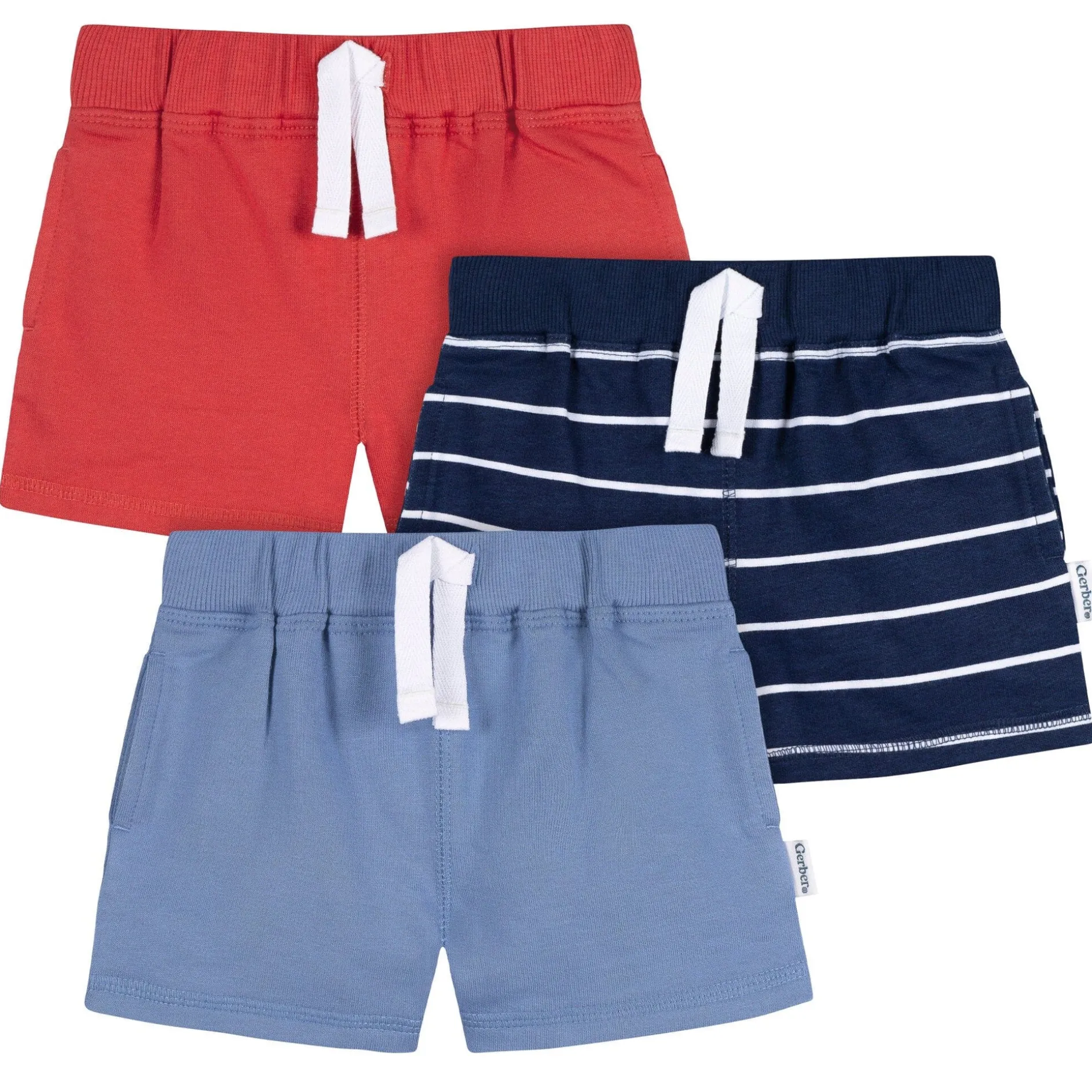 3-Pack Baby & Toddler Boys Blue & Red Knit Shorts