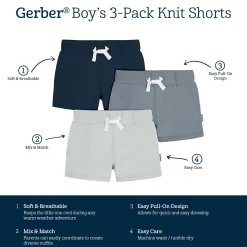 3-Pack Baby & Toddler Boys Blues Knit Shorts