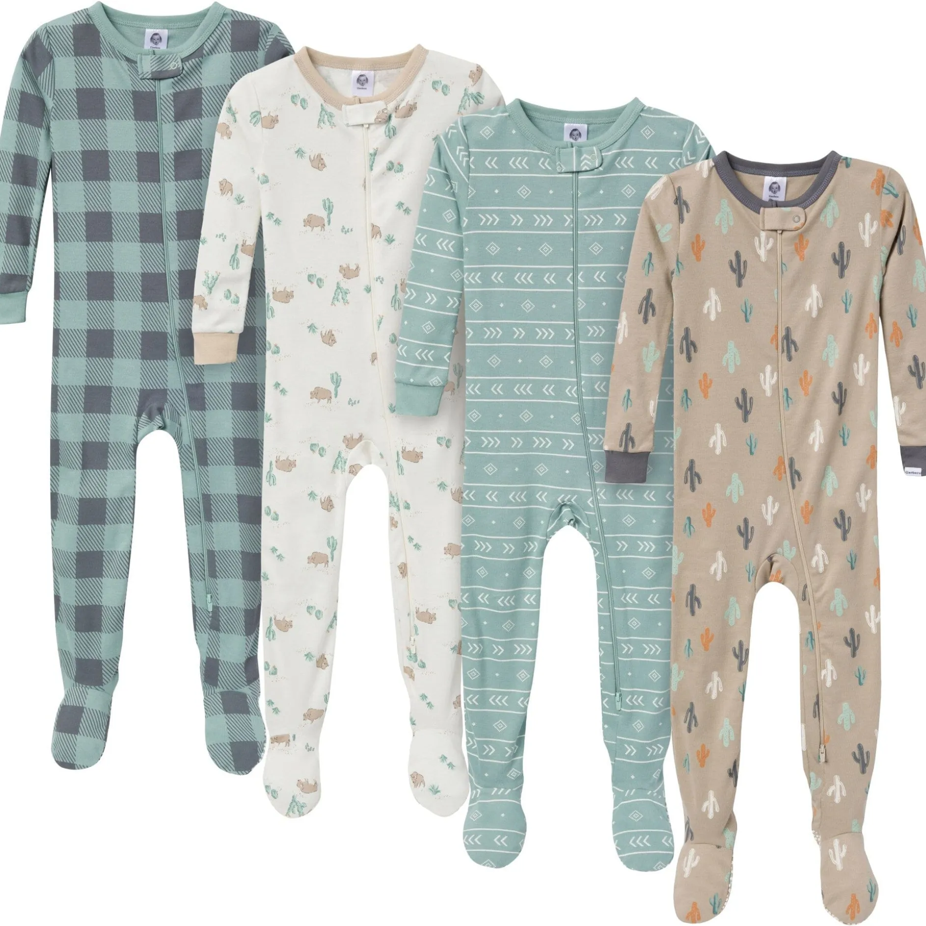 4-Pack Baby & Toddler Boys Desert Animals Snug Fit Footed Pajamas