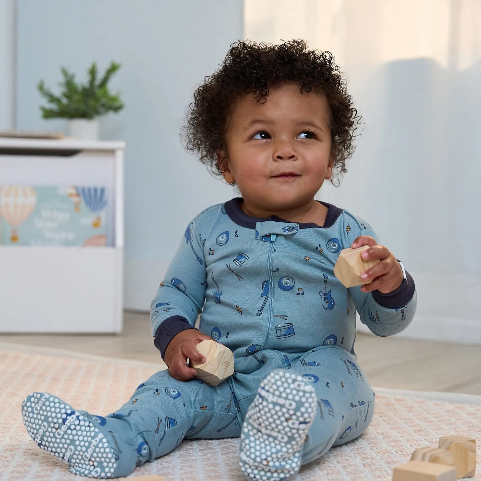 2-Pack Baby & Toddler Boys Guitars Snug Fit Footed Pajamas