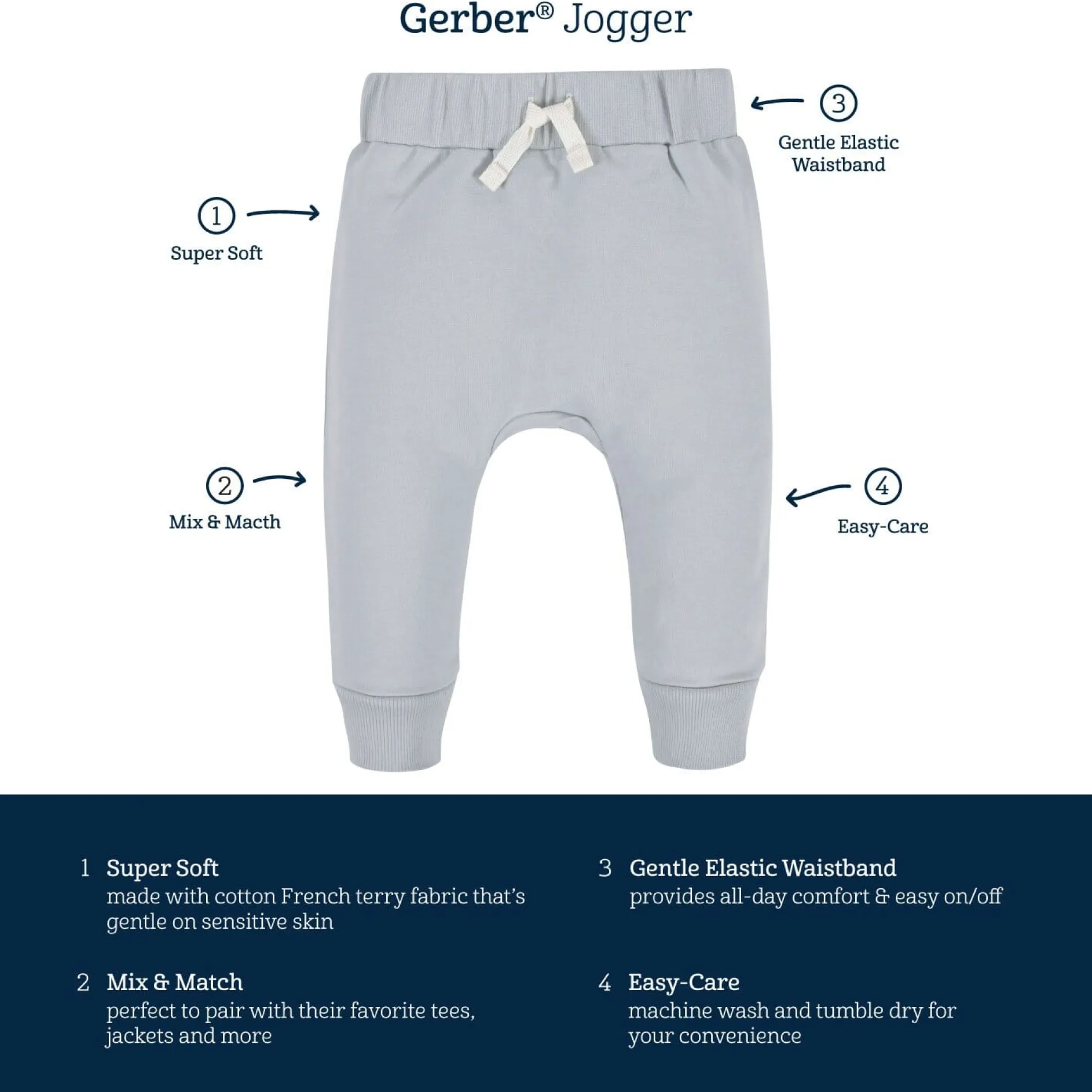 3-Pack Baby & Toddler Boys Navy & Gray Premium Jogger