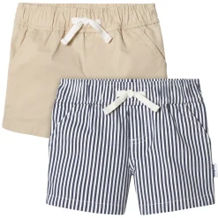 2-Pack Baby & Toddler Boys Navy Stripe and Khaki Twill Shorts