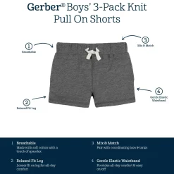 3-Pack Baby & Toddler Boys Neat Neutrals Pull-On Knit Shorts