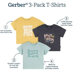 3-Pack Baby & Toddler Boys Ocean Child Short Sleeve Graphic T-Shirts