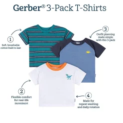 3-Pack Baby & Toddler Boys Party Animal Short Sleeve Graphic T-Shirts