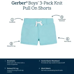 3-Pack Baby & Toddler Boys Royal Blues Pull-On Knit Shorts