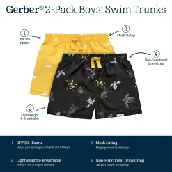 2-Pack Baby & Toddler Boys UPF 50+ Turtles & Suns Swim Trunks