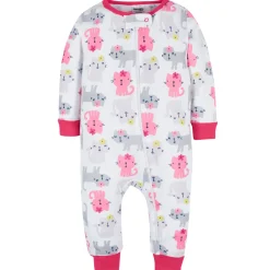 3-Pack Baby & Toddler Girls Dots & Kitties Snug Fit Footless Pajamas