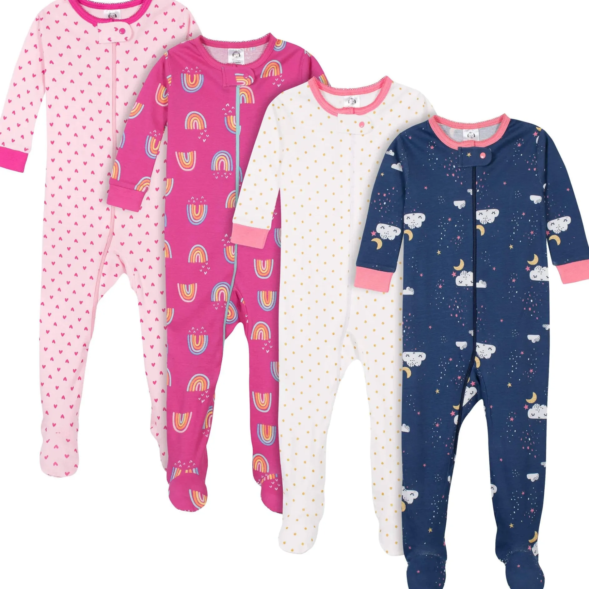4-Pack Baby & Toddler Girls Dreams & Rainbows Snug Fit Footed Cotton Pajamas