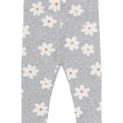 3-Pack Baby & Toddler Girls Gray Flowers, Cream and Black Ribbed Leggings
