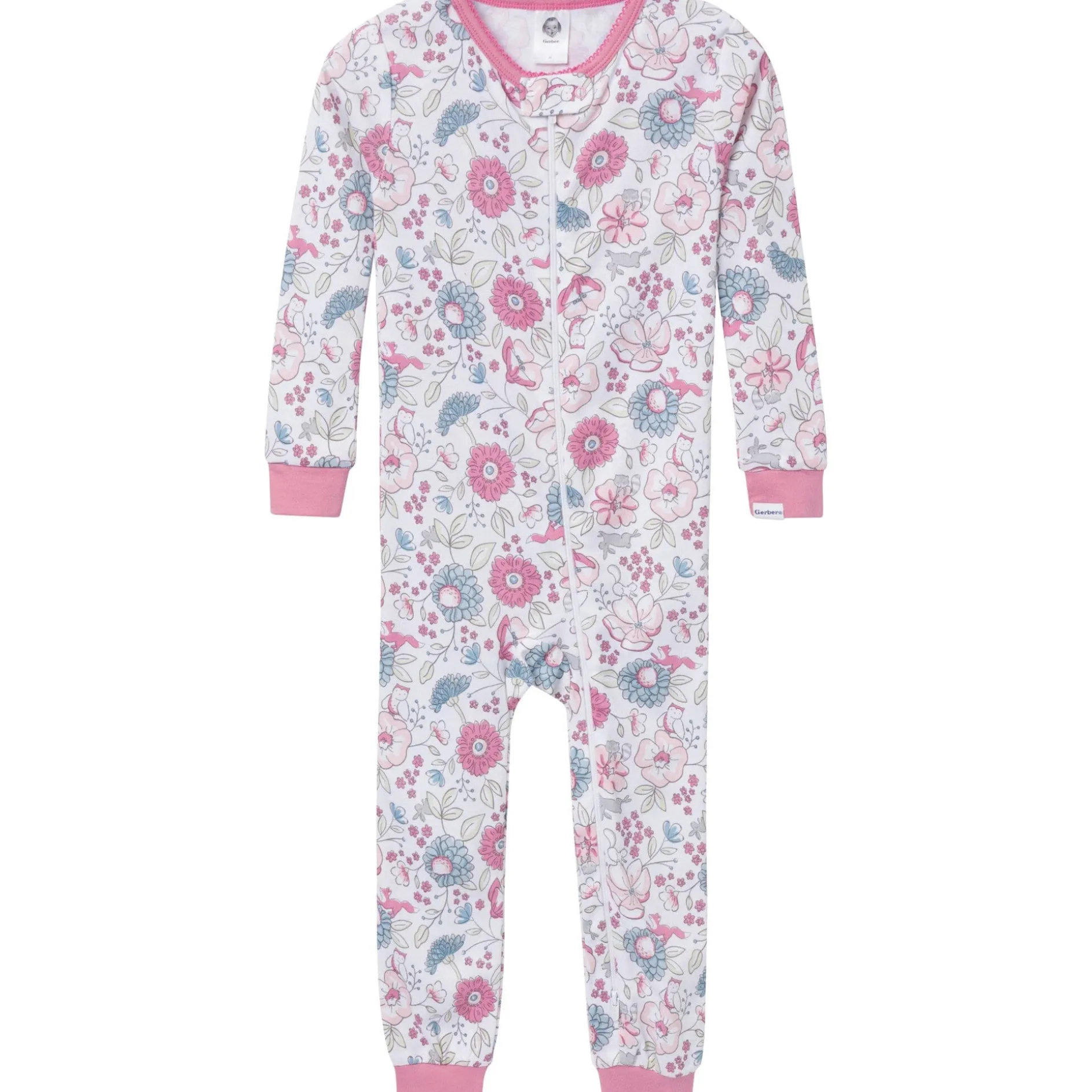 3-Pack Baby & Toddler Girls Woodland Floral Snug Fit Footless Pajamas