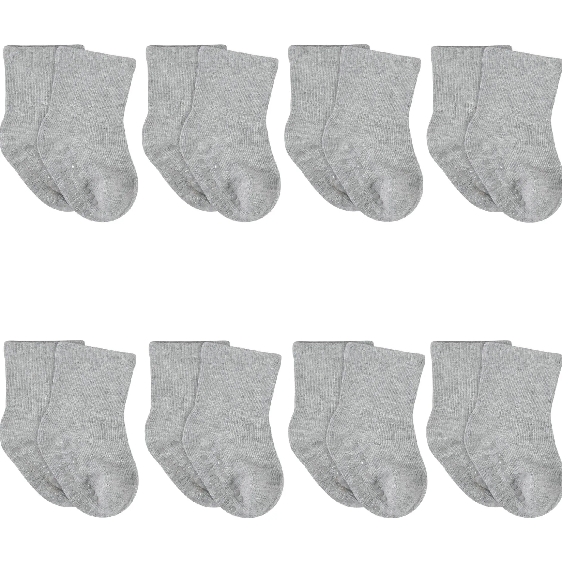 8-Pack Baby & Toddler Gray Heather Wiggle Proof® Jersey Crew Socks