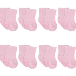 8-Pack Baby & Toddler Light Pink Wiggle Proof® Jersey Crew Socks