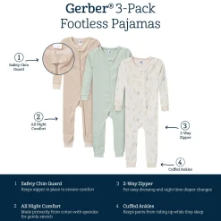 3-Pack Baby & Toddler Neutral Bear Snug Fit Footless Pajamas