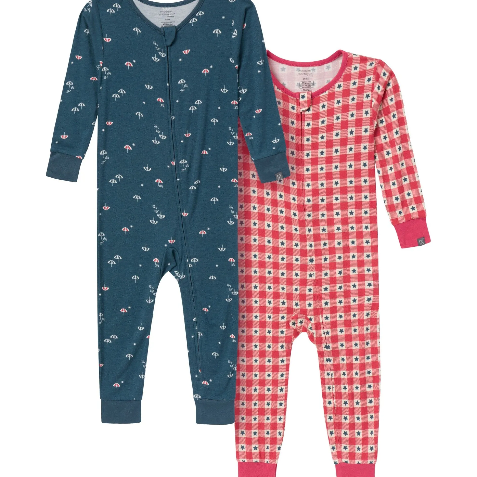 2-Pack Baby & Toddler Neutral Blue Umbrella Viscose Snug Fitting Footless Pajamas
