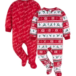 2-Pack Baby & Toddler Neutral Deer Fair Isle Fleece Pajamas