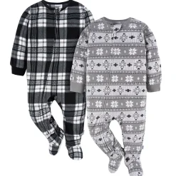 2-Pack Baby & Toddler Neutral Grey Fair Isle Fleece Pajamas