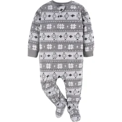 2-Pack Baby & Toddler Neutral Grey Fair Isle Fleece Pajamas