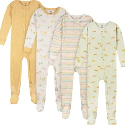 4-Pack Baby & Toddler Neutral Safari Snug Fit Footed Pajamas
