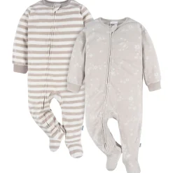2-Pack Baby & Toddler Neutral Stars Fleece Pajamas