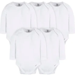 5-Pack Baby White Premium Long Sleeve Onesies® Bodysuits