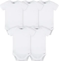 5-Pack Baby White Premium Short Sleeve Onesies® Bodysuits