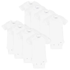 8-Pack Baby White Short-Sleeve Onesies® Bodysuits