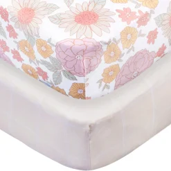 2-Pack Girls Retro Floral Crib Sheets
