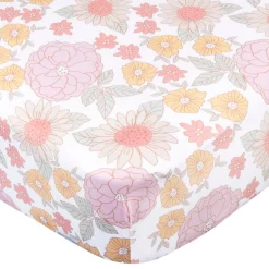 2-Pack Girls Retro Floral Crib Sheets