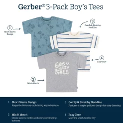 3-Pack Infant and Toddler Boys Easy Breezy Vibes T-Shirts
