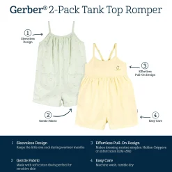 2-Pack Infant and Toddler Girls Yellow & Lemons Rompers