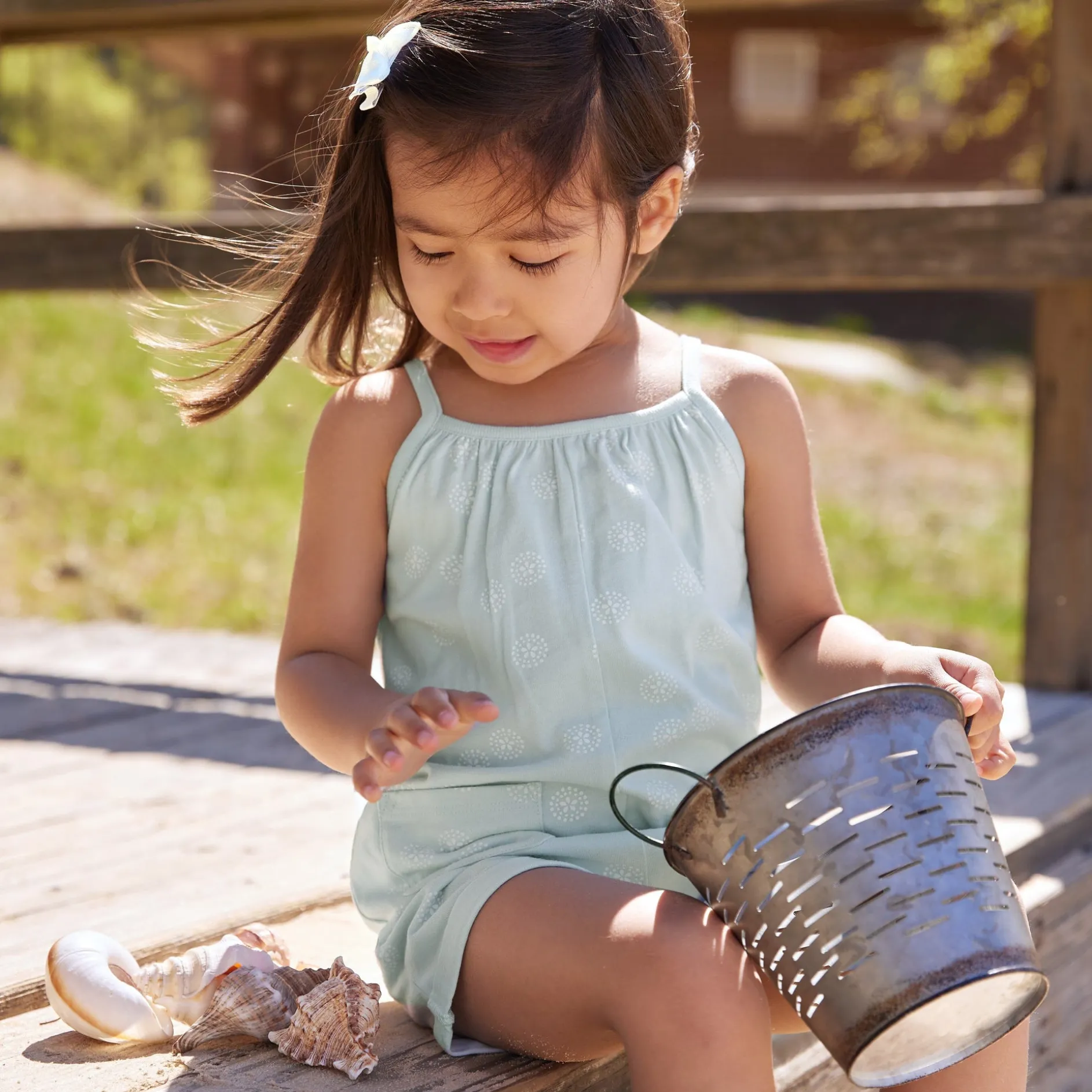 2-Pack Infant and Toddler Girls Light Grey Heather & Sand Dollars Rompers